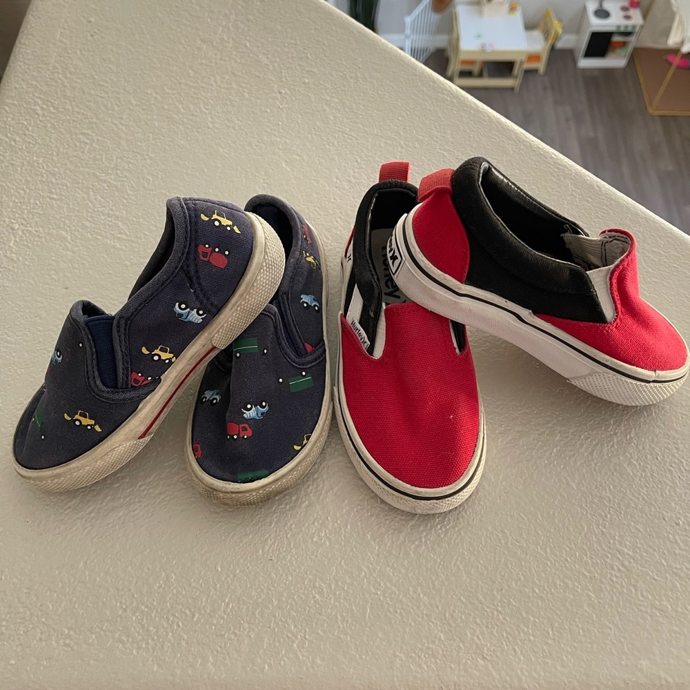 Slip on toddler shoe bundle navy and red